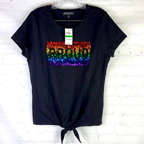 INC International Concepts Tops - Pride Black Short Sleeve Tee Size Large